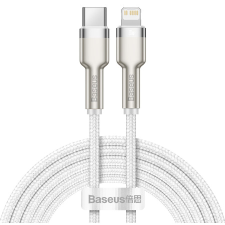 Кабель Baseus Cafule Metal Cable Type-C to Lightning PD 20W 2.4А 2m Білий