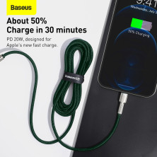 Кабель Baseus Cafule Metal Cable Type-C to Lightning PD 20W 2.4А 2m Зеленый