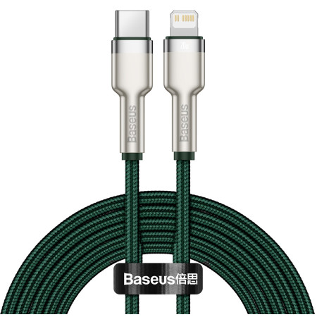 Кабель Baseus Cafule Metal Cable Type-C to Lightning PD 20W 2.4А 2m Зеленый