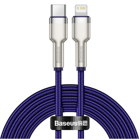 Кабель Baseus Cafule Metal Cable Type-C to Lightning PD 20W 2.4А 2m Фиолетовый