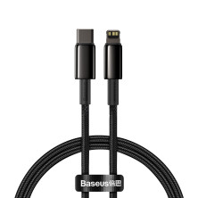 Кабель Baseus Tungsten Gold Fast Charging Data Cable Type-C to Lightning PD 20W 2.4А 1m Чорний