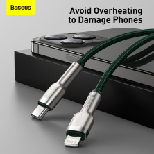 Кабель Baseus Cafule Metal Cable Type-C to Lightning PD 20W 2.4А 1m Зелений