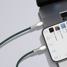 Кабель Baseus Cafule Metal Cable Type-C to Lightning PD 20W 2.4А 1m Зелений