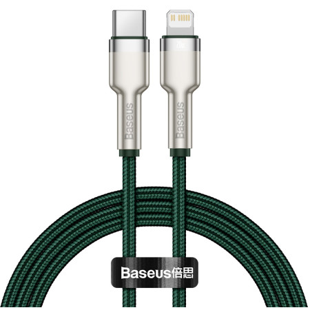 Кабель Baseus Cafule Metal Cable Type-C to Lightning PD 20W 2.4А 1m Зелений