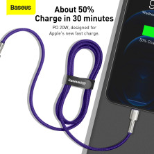 Кабель Baseus Cafule Metal Cable Type-C to Lightning PD 20W 2.4А 1m Фіолетовий