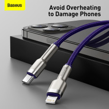 Кабель Baseus Cafule Metal Cable Type-C to Lightning PD 20W 2.4А 1m Фіолетовий