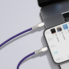 Кабель Baseus Cafule Metal Cable Type-C to Lightning PD 20W 2.4А 1m Фіолетовий