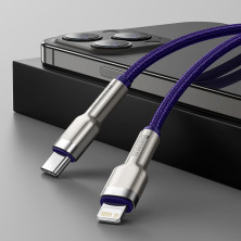 Кабель Baseus Cafule Metal Cable Type-C to Lightning PD 20W 2.4А 1m Фіолетовий