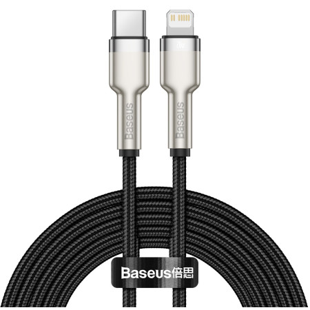 Кабель Baseus Cafule Metal Cable Type-C to Lightning PD 20W 2.4А 2m Чорний