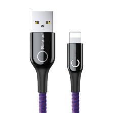 Кабель Baseus C-shaped Light Intelligent power-off Cable USB to Lightning 2.4A 1m Фіолетовий