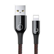 Кабель Baseus C-shaped Light Intelligent power-off Cable USB to Lightning 2.4A 1m Чорний
