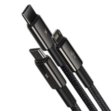 Кабель Baseus Tungsten Gold Fast Charging Data Cable 3-in-1 Cable USB to Lightning+Type-C+MicroUSB 3.5А 1.5m Черный