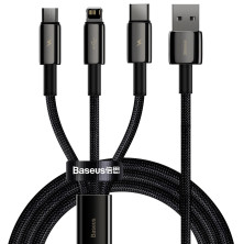 Кабель Baseus Tungsten Gold Fast Charging Data Cable 3-in-1 Cable USB to Lightning+Type-C+MicroUSB 3.5А 1.5m Чорний