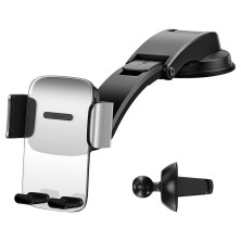 Автотримач для телефону Baseus Easy Control Clamp Air Outlet Version на торпедо та повітропровід Сріблястий