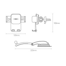 Автодержатель для телефона Baseus Easy Control Clamp Air Outlet Version на торпедо и в воздуховод Черный