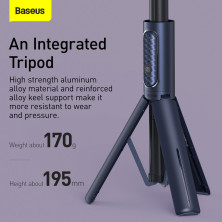 Селфи-монопод Baseus Traveler Bluetooth Tripod 2in1 с функцией штатива и пультом Bluetooth Синий