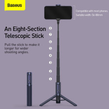 Селфи-монопод Baseus Traveler Bluetooth Tripod 2in1 с функцией штатива и пультом Bluetooth Синий