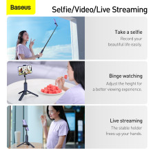 Селфи-монопод Baseus Traveler Bluetooth Tripod 2in1 с функцией штатива и пультом Bluetooth Синий