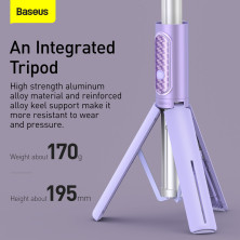 Селфи-монопод Baseus Traveler Bluetooth Tripod 2in1 с функцией штатива и пультом Bluetooth Фиолетовый