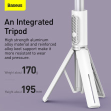 Селфи-монопод Baseus Traveler Bluetooth Tripod 2in1 с функцией штатива и пультом Bluetooth Белый