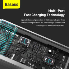 Сетевое зарядное устройство Baseus Quick GaN2 Pro QC4.0+PD3.0 100W 2USB+2Type-C 5A + кабель Baseus Type-C to Type-C 100W 20V/5A 1м Белый