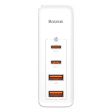 Сетевое зарядное устройство Baseus Quick GaN2 Pro QC4.0+PD3.0 100W 2USB+2Type-C 5A + кабель Baseus Type-C to Type-C 100W 20V/5A 1м Белый