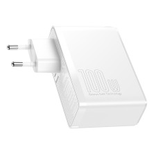 Сетевое зарядное устройство Baseus Quick GaN2 Pro QC4.0+PD3.0 100W 2USB+2Type-C 5A + кабель Baseus Type-C to Type-C 100W 20V/5A 1м Белый