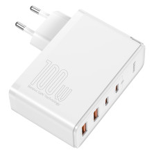 Сетевое зарядное устройство Baseus Quick GaN2 Pro QC4.0+PD3.0 100W 2USB+2Type-C 5A + кабель Baseus Type-C to Type-C 100W 20V/5A 1м Белый