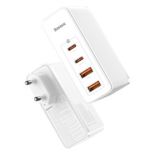 Сетевое зарядное устройство Baseus Quick GaN2 Pro QC4.0+PD3.0 100W 2USB+2Type-C 5A + кабель Baseus Type-C to Type-C 100W 20V/5A 1м Белый
