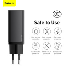 Сетевое зарядное устройство Baseus Quick GaN2 Lite PD3.0 65W 2Type-C 3A Черный