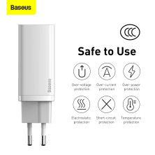 Сетевое зарядное устройство Baseus Quick GaN2 Lite PD3.0 65W 2Type-C 3A Белый