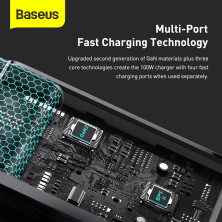 Сетевое зарядное устройство Baseus Quick GaN2 Pro QC4.0+PD3.0 100W 2USB+2Type-C 5A + кабель Baseus Type-C to Type-C 100W 20V/5A 1м Черный