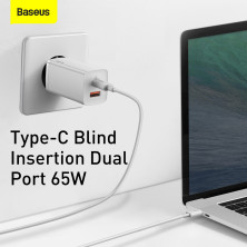 Сетевое зарядное устройство Baseus Quick GaN2 Lite QC4.0+PD3.0 65W USB+Type-C 5A Белый