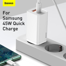 Сетевое зарядное устройство Baseus Quick GaN2 Lite QC4.0+PD3.0 65W USB+Type-C 5A Белый