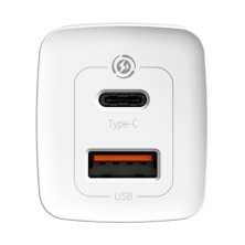 Сетевое зарядное устройство Baseus Quick GaN2 Lite QC4.0+PD3.0 65W USB+Type-C 5A Белый