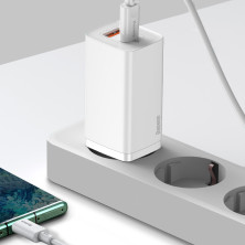 Сетевое зарядное устройство Baseus Quick GaN2 Lite QC4.0+PD3.0 65W USB+Type-C 5A Белый