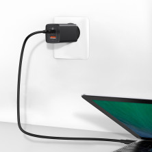 Сетевое зарядное устройство Baseus Quick GaN2 Lite QC4.0+PD3.0 65W USB+Type-C 5A Черный