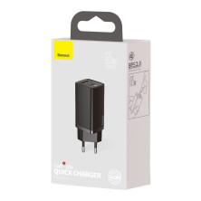 Сетевое зарядное устройство Baseus Quick GaN2 Lite QC4.0+PD3.0 65W USB+Type-C 5A Черный