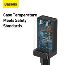 Сетевое зарядное устройство Baseus GaN Mini PD3.0 45W 2Type-C 3A + кабель Baseus Type-C to Type-C 60W 20V/3A 1м Черный