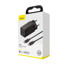 Сетевое зарядное устройство Baseus GaN Mini PD3.0 45W 2Type-C 3A + кабель Baseus Type-C to Type-C 60W 20V/3A 1м Черный