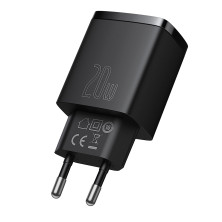 Сетевое зарядное устройство Baseus Compact Quick Charger QC3.0+PD3.0 20W USB+Type-C 3A Черный