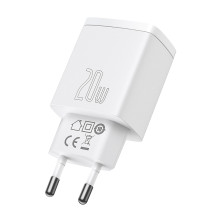 Мережевий зарядний пристрій Baseus Compact Quick Charger QC3.0+PD3.0 20W USB+Type-C 3A Білий