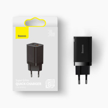 Сетевое зарядное устройство Baseus Super Si Pro Quick Charger QC3.0+PD3.0 30W USB+Type-C 3A Черный