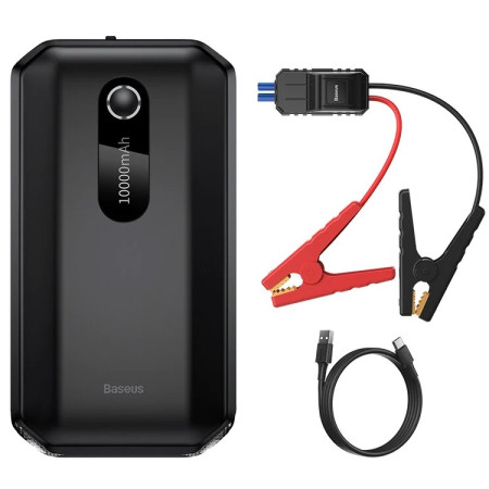 Пускозарядное устройство Бустер Baseus AIR Car Jump Starter Super Energy 3in1 12V 10000mAh 1000A с функцией Павербанка 5V/2.4A и LED фонарика Черный