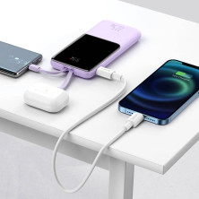 УМБ Baseus Elf Digital Display Fast Charge 10000mAh 22.5W 5A з технологією QC3.0+PD3.0 та iP 20W+Type-C 22.5W кабелем Фіолетовий