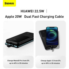 УМБ Baseus Elf Digital Display Fast Charge 10000mAh 22.5W 5A з технологією QC3.0+PD3.0 та iP 20W+Type-C 22.5W кабелем Чорний