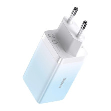 Сетевое зарядное устройство Baseus GaN3 Pro Fast Charger  QC4.0+PD3.0 65W USB+2Type-C 3A + кабель Baseus Type-C to Type-C 100W 20V/5A 1м Голубой
