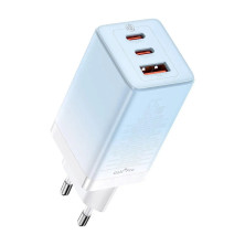 Сетевое зарядное устройство Baseus GaN3 Pro Fast Charger  QC4.0+PD3.0 65W USB+2Type-C 3A + кабель Baseus Type-C to Type-C 100W 20V/5A 1м Голубой