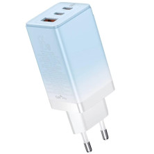 Мережевий зарядний пристрій Baseus GaN3 Pro Fast Charger  QC4.0+PD3.0 65W USB+2Type-C 3A + кабель Baseus Type-C to Type-C 100W 20V/5A 1м Блакитний