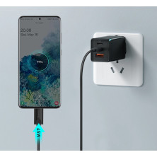 Сетевое зарядное устройство Baseus GaN3 Pro Fast Charger QC4.0+PD3.0 65W USB+2Type-C 3A + кабель Baseus Type-C to Type-C 100W 20V/5A 1м Черный